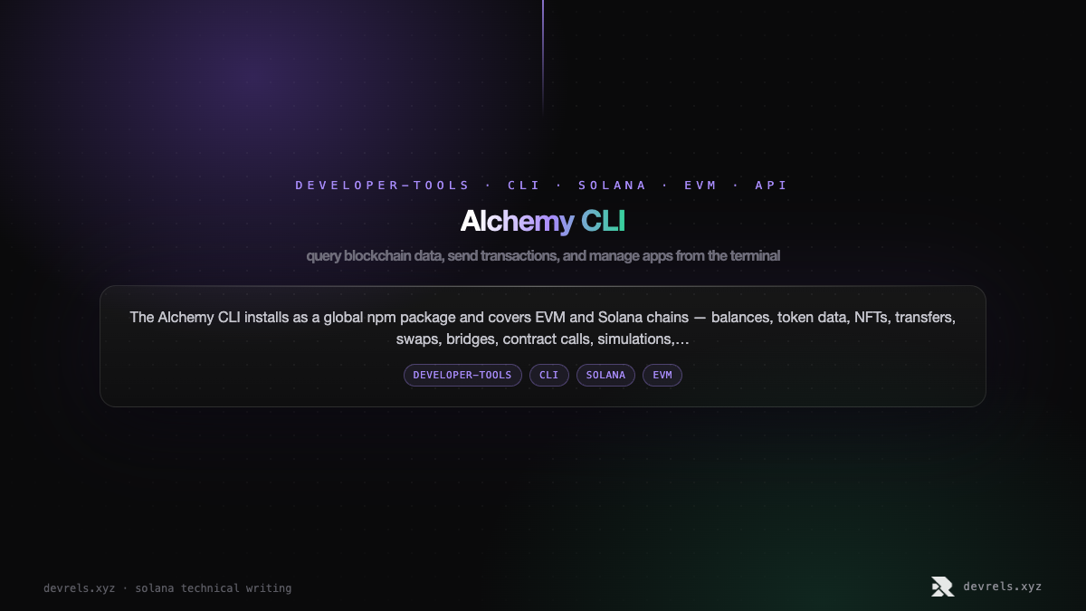 Alchemy CLI: query blockchain data, send transactions, and manage apps from the terminal