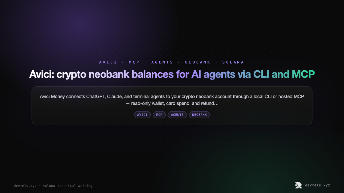 Avici Money CLI and MCP for AI agents
