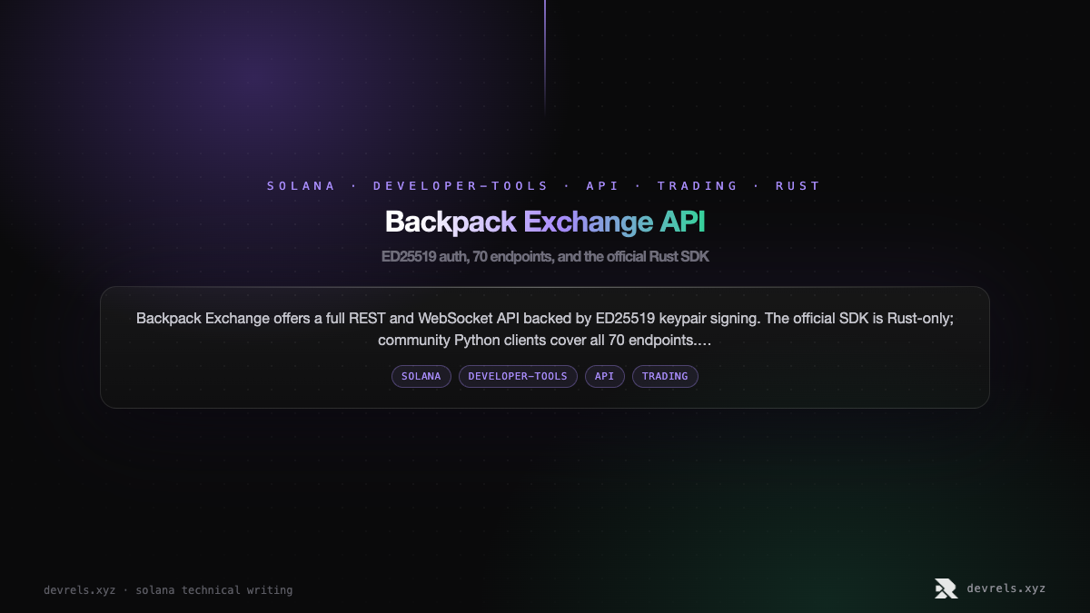 Backpack Exchange API: ED25519 auth, 70 endpoints, and the official Rust SDK