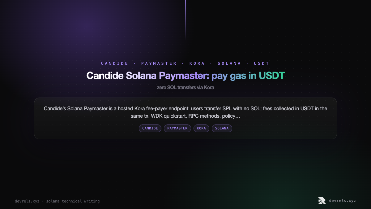 Candide Solana Paymaster USDT gas flow