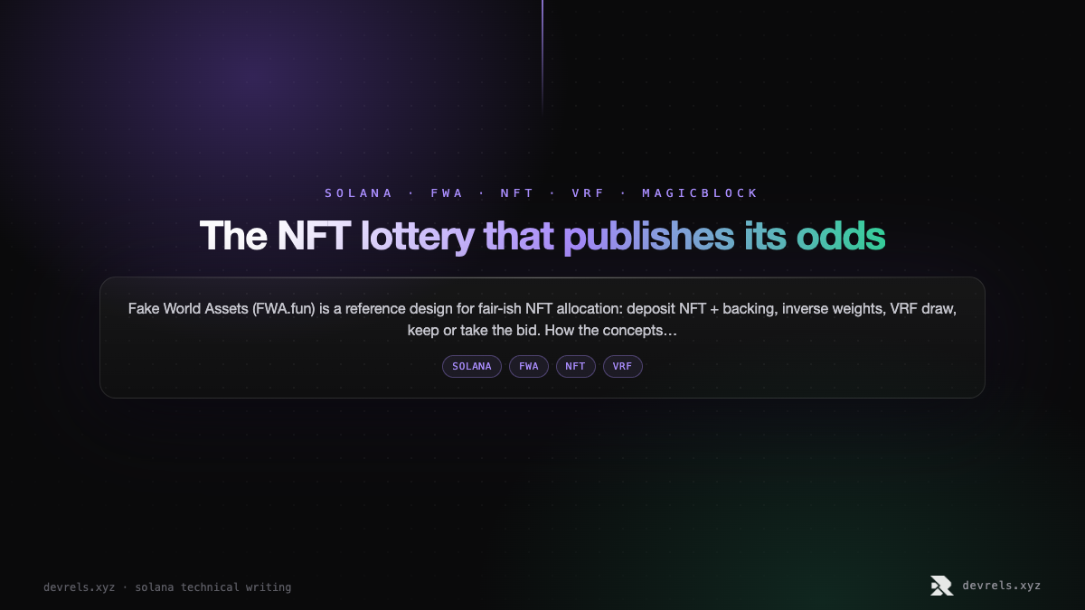FWA-style NFT allocation and Solana rebuild map