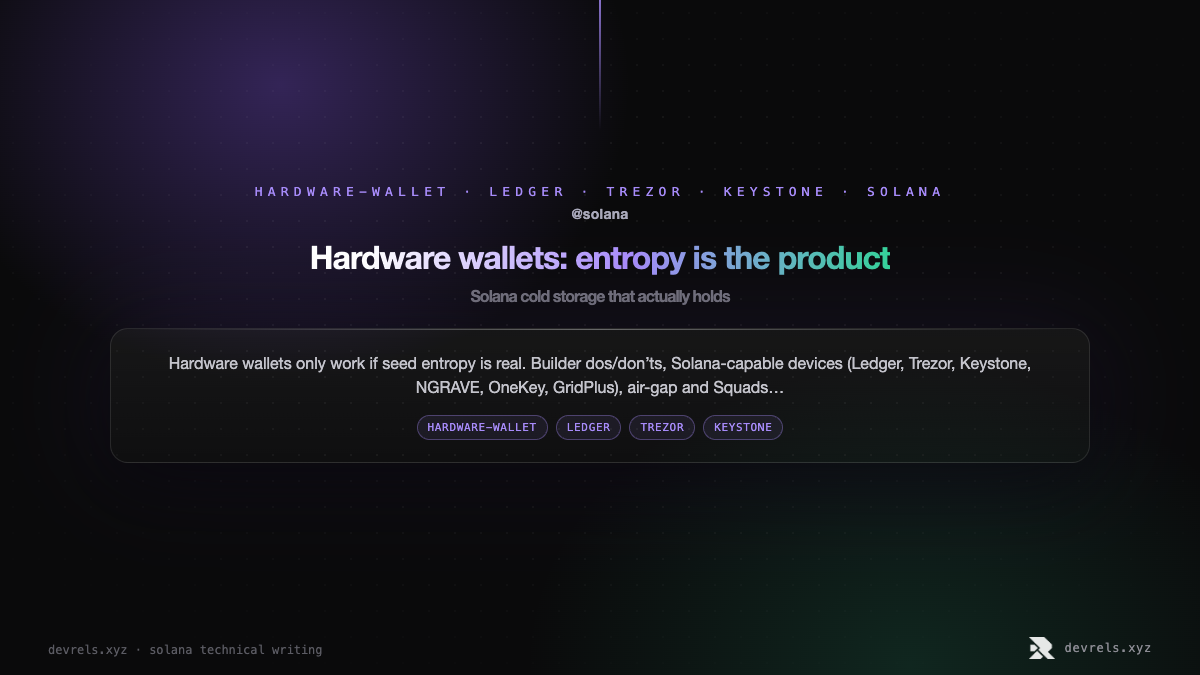Hardware wallets entropy and Solana cold storage