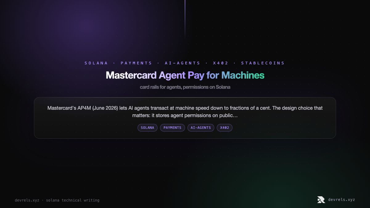 Mastercard Agent Pay for Machines: card rails for agents, permissions on Solana
