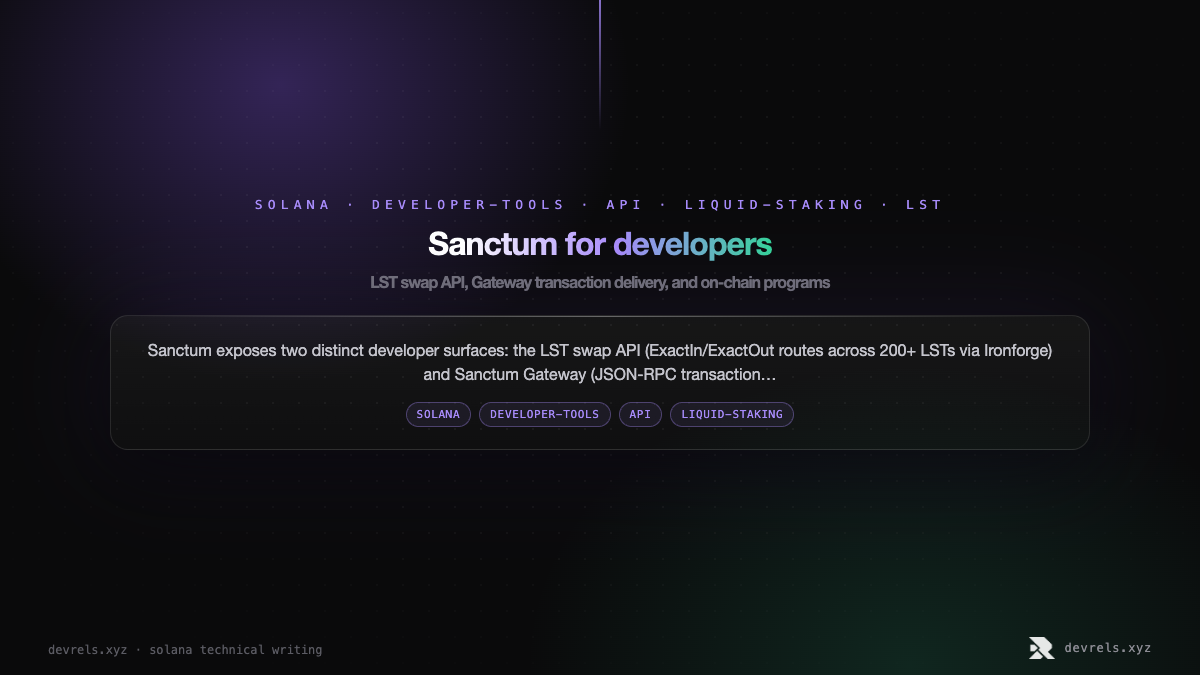 Sanctum for developers: LST swap API, Gateway transaction delivery, and on-chain programs
