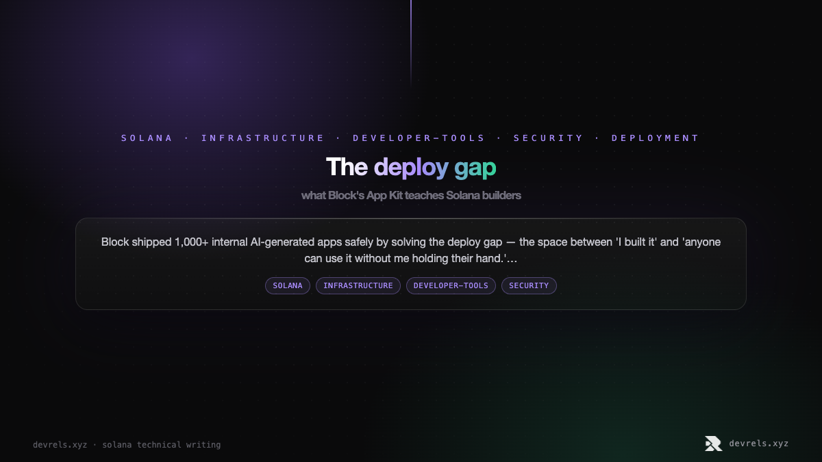 The deploy gap: what Block's App Kit teaches Solana builders