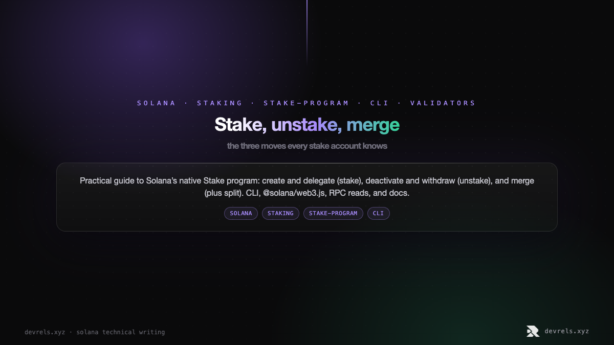 Solana stake unstake merge operations