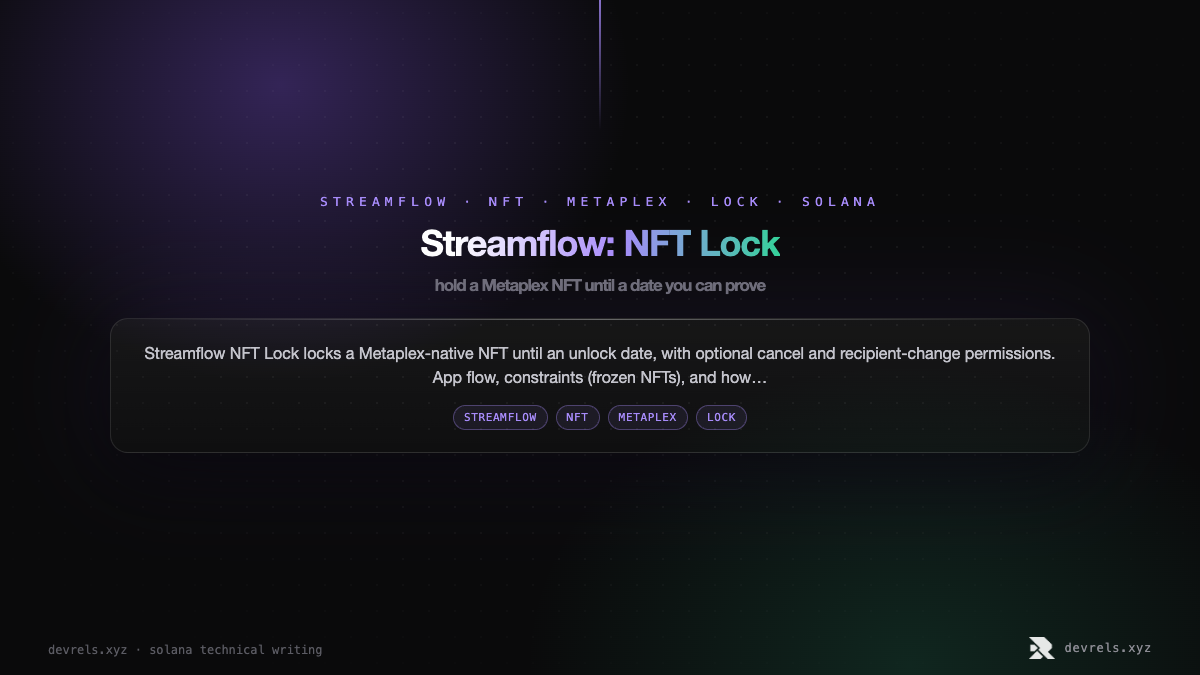 Streamflow NFT Lock for Metaplex NFTs