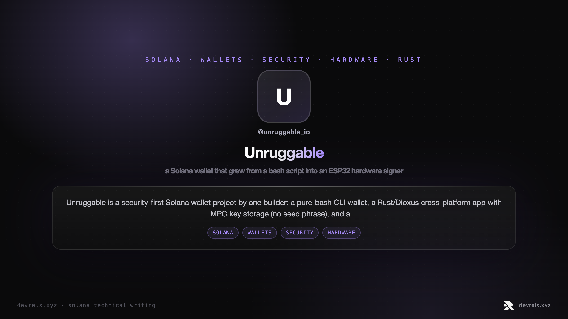 Unruggable: a Solana wallet that grew from a bash script into an ESP32 hardware signer